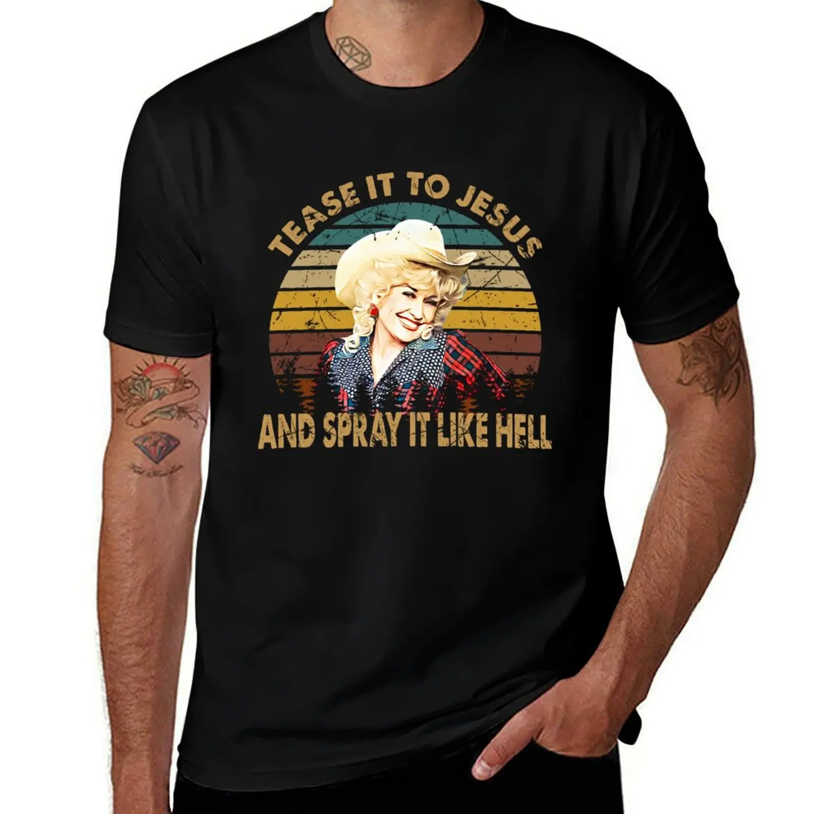 

Vintage Dolly Shirts Parton Tease It To Jesus And Spray It Like Hell T-Shirt man t shirt heavy cotton T-Shirt