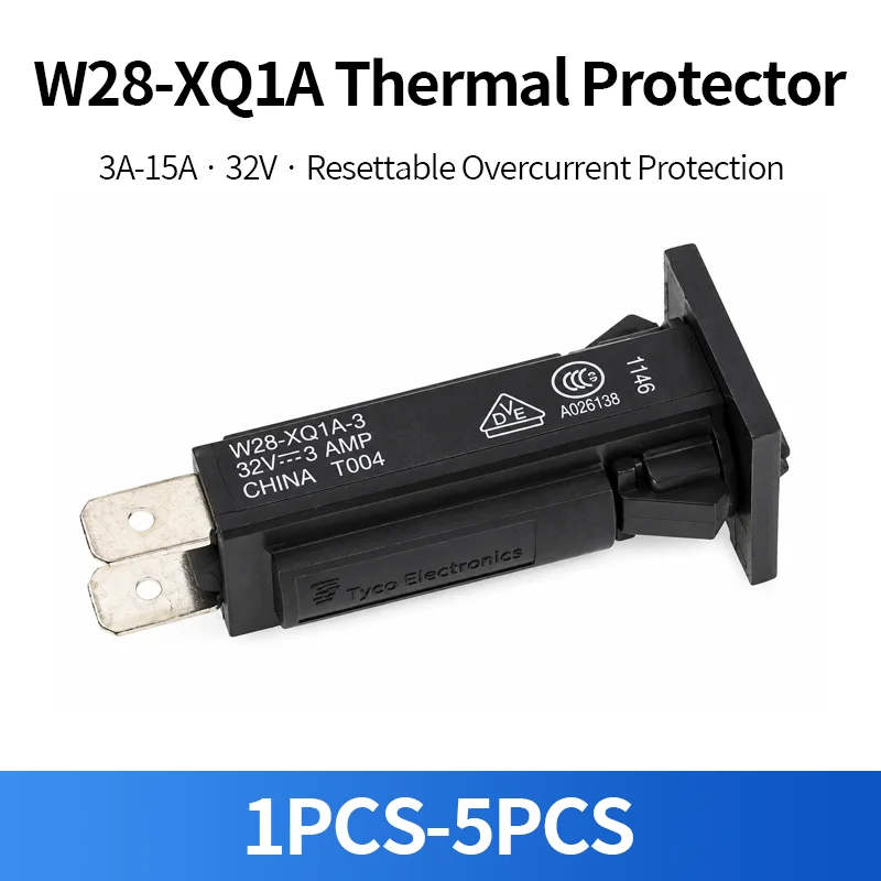 1PCS-5PCS W28-XQ1A Resettable Thermal Protector 3A-15A 32V Overcurrent Protection Switch Electronic Component