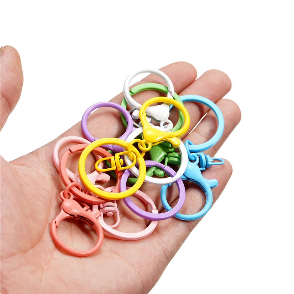 5Pcs/Set  68mm Color Metal Ring Lobster Clasp Hooks Chain Key Ring For Jewelry Making DIY Keychain Make Supplies Accessories