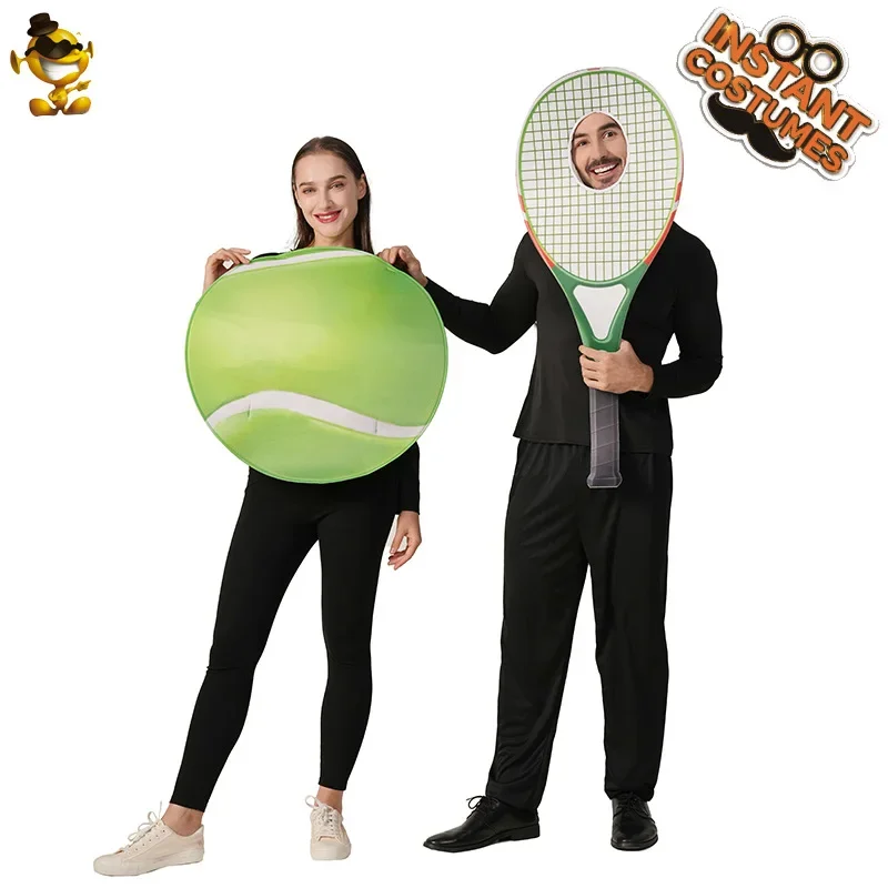 

Couple Tennis Racket Ball Cosplay Costume Women Men Funny Festival Party Dress Up Suit 2025 New Celebration Atmosphere Props