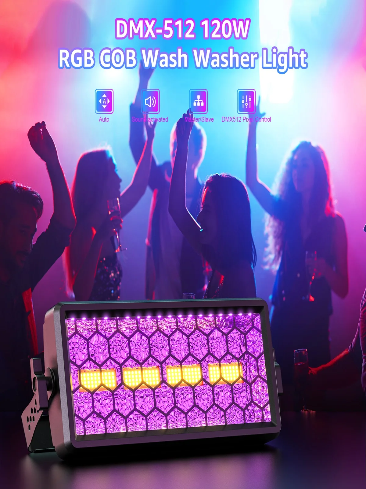Yiflamefly 4 Stück 120W RGB COB LED Wandfluter Pixel-Steuerung Bühnenbeleuchtung DMX Disco-Lichter für DJ-Party Hochzeit KTV Club