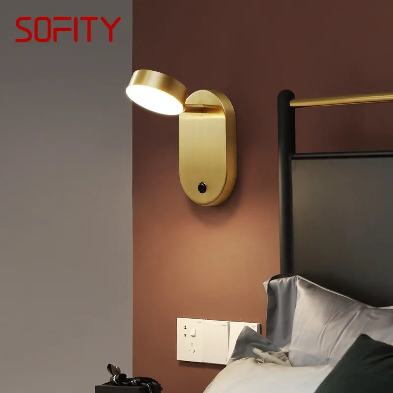 

RONIN Nordic Copper Wall Lamp LED 3 Colors With Switch Brass Gold Sconce Light For Decor Home Living Room Bedroom Aisle