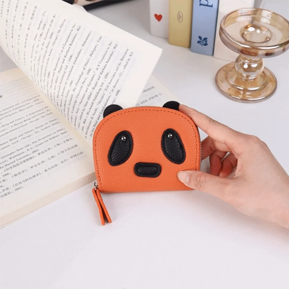Portable Multiple Card Slots Panda Card Holder Mini Zipper PU Leather Coin Purse Clutch Korean Style Women Wallet Outdoor