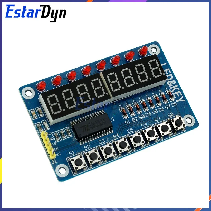 Tampilan Kunci Modul Estardyn TM1638 untuk AVR Arduino Tabung LED Digital 8-Bit Baru 8-Bit