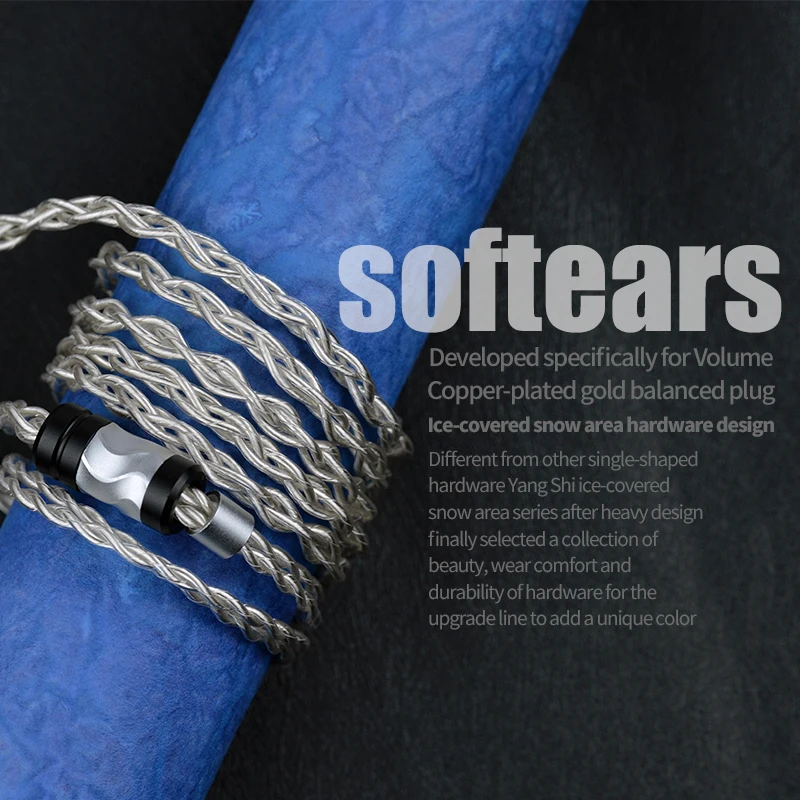 Yongse Glacier 4-rdzeniowy ulepszony kabel do słuchawek pojedynczy miedziane z kryształami pokryty srebrnym 3.5 4.4 /0.78 MMCX Balance Cable dla IME