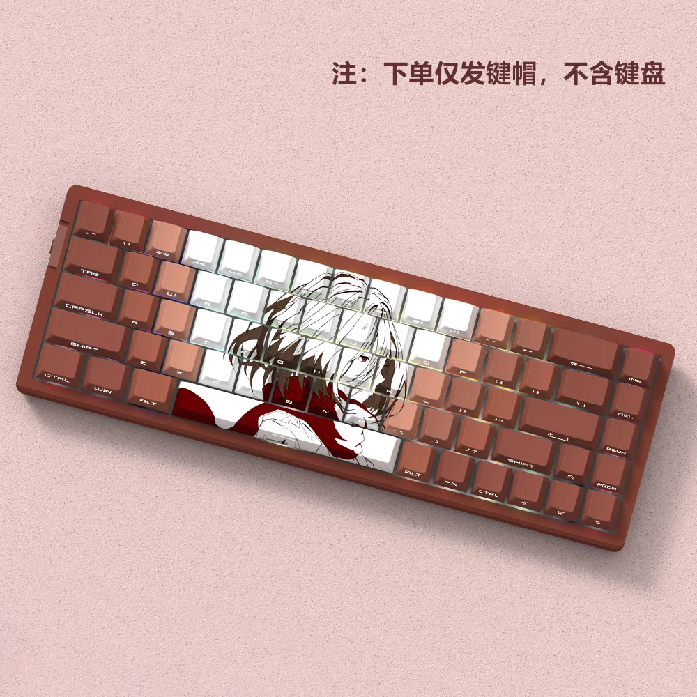 Teclas gigantes Mikasa con perfil de cereza, teclas de Anime translúcidas talladas en el lado PBT Dye-Sub para regalo de accesorios de teclado 60/61/68