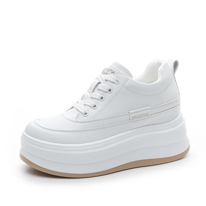 2026 Spring Autumn New Womens Wedge Heel Muffin Thick Sole 8Cm Hidden Wedge Casual Single Shoes Fashion Elevating Footwear Versa