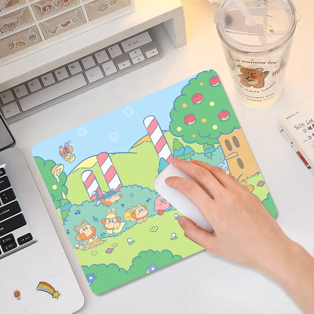Cartoon Cute K-Kirbies Mousepad RGB Small Size Gaming Mouse Pad With LED Light Desk Mat Super Smooth Non-slip Rubber Bottom