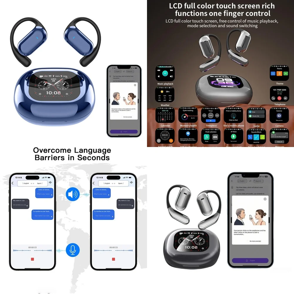 Real Time Earbuds OWS AI Language Translator Wireless Earphone with 144 Online Languages Trending Products Wireless Headphones
