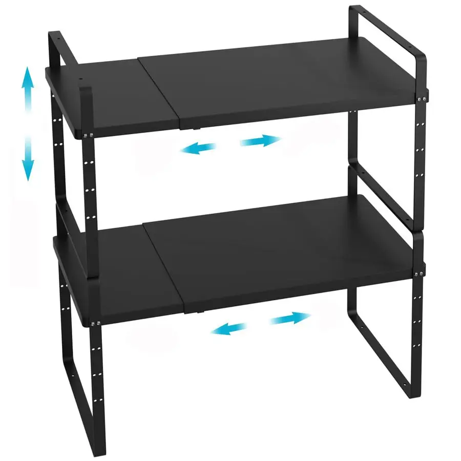 

Расширяемая полка для хранения в шкафу, стеллаж-органайзер, прочная стальная металлическая полка для специй, регулируемая высота, домашний офис, гаражная кладовая S