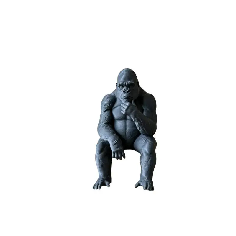 New Sale Cartoon Sitting Thinker Gorilla Figurine 3D Printed Statue Ornament For Home Desktop Interior Decoration Gift