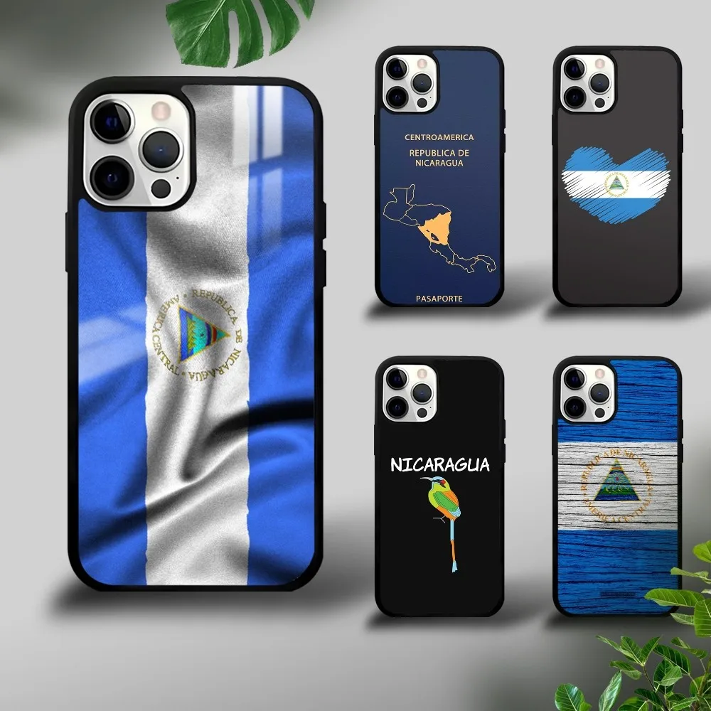 N-Nicaragua Flag Phone Case For iPhone 16 15 14 13 12 11 Pro Xs Max Mini Plus Celulares Hard Funda