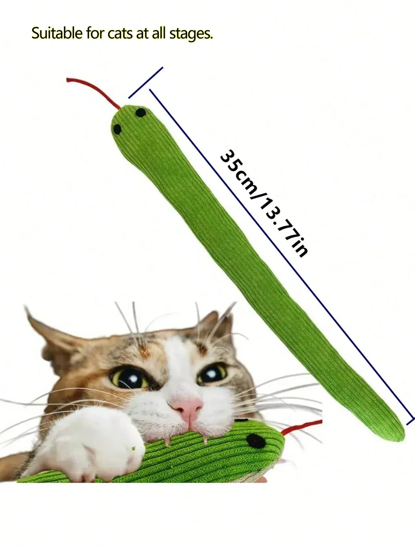 Schlangen-Hundespielzeug zur Selbstbeschäftigung mit Knisterpapier und Geräuscheffekten, Interaktives Katzenspielzeug, Kätzchen-Teaser-Stab für junge Katzen – Detail 3