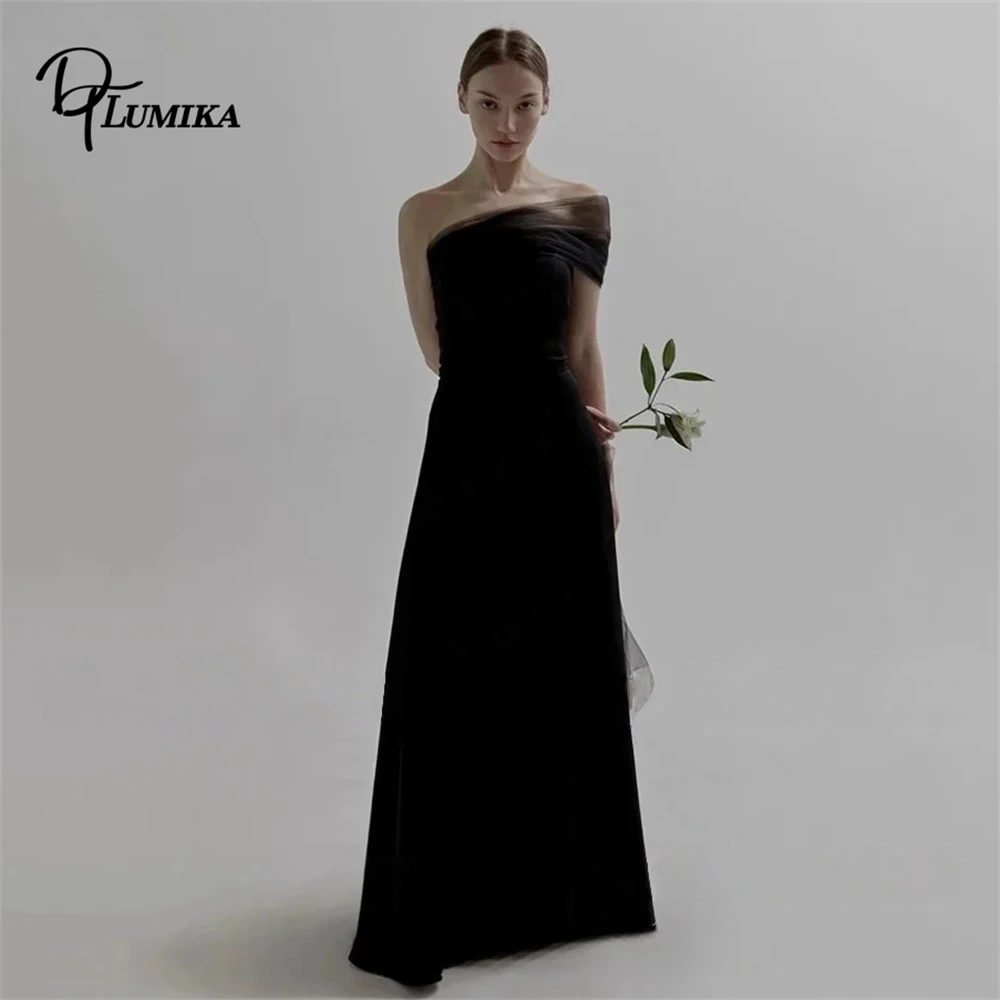 DTLumika Customized Women's Strapless Party Dress with Bolero Tulle One Shoulder A Line Satin Formal Party Dress for Women