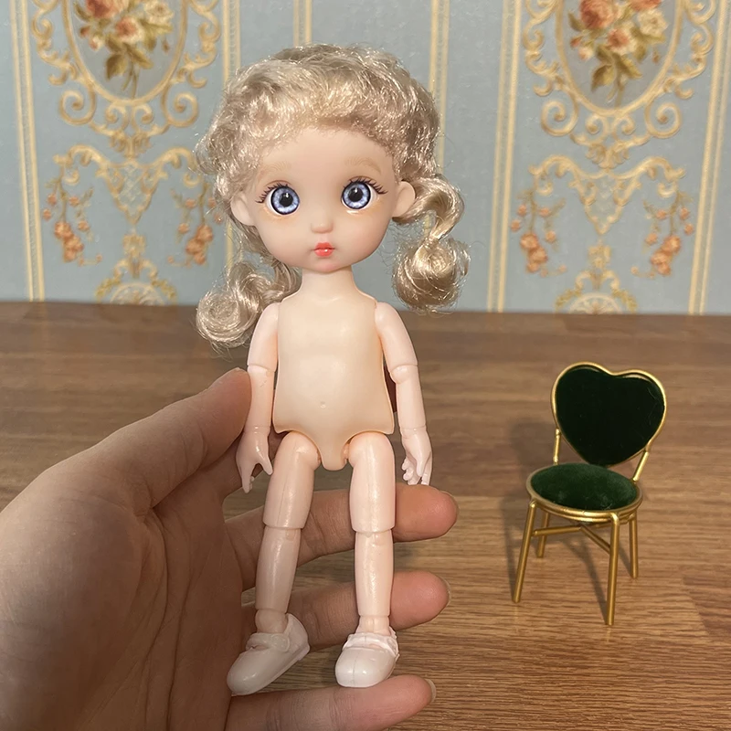 1/8 BJD 인형 관절 가동 인형, 멀티 컬러 헤어, 귀여운 인형, 어린이 소녀 장난감 선물, 17cm