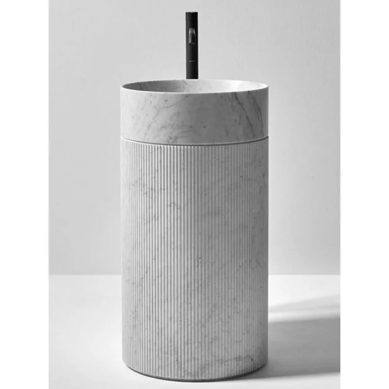 Nordic household floor-to-ceiling natural marble column basin hand basin custom villa high-end creative outdoor column basin