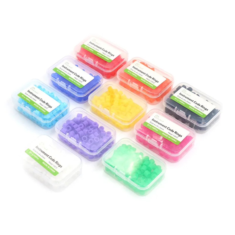 Lab Instrument Code Rings Orthodontic Circle Multi-Color Silicone For Dental 100pcs