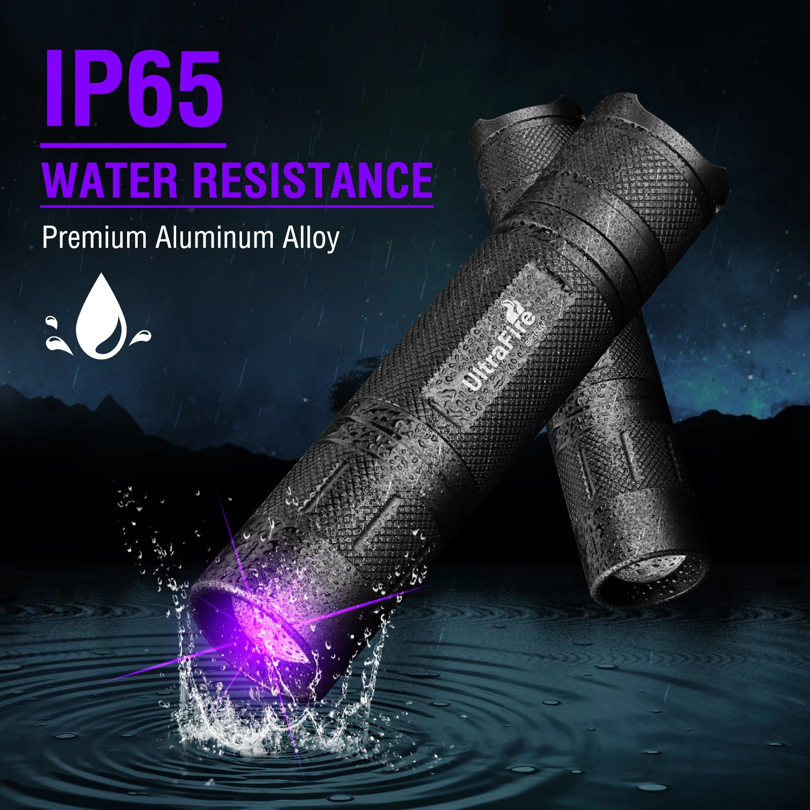 UltraFire SP10UV 395nm UV LED Flashlight 18650 21700 Zoomable Black Light Invisible Cat Dog Urine Tinea Ore Fluorescence Light