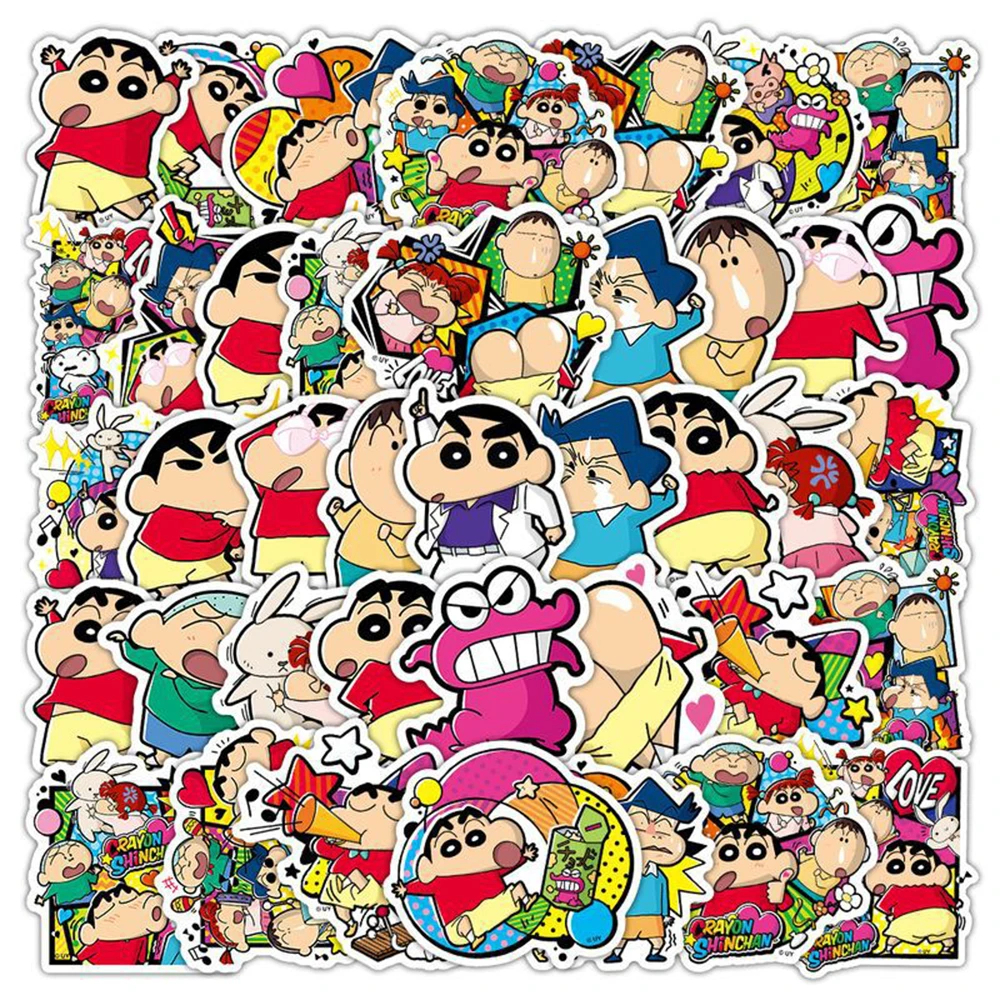 

10/30/50pcs Cute Crayon Shin-chan Anime Sticker Waterproof DIY Notebook Laptop Phone Luggage Cartoon PVC Sticker Fun for Kid Toy