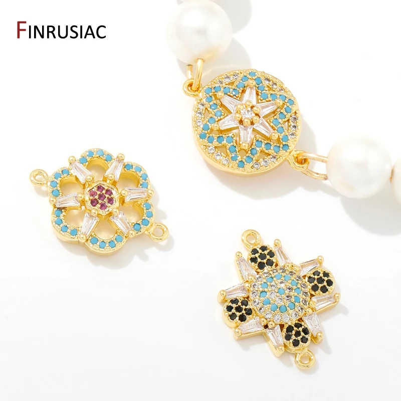 18K Gold Plated Brass Zircon Connector Charms,Connector For Jewelry,Charm Connector For DIY Necklace Bracelet Making Accessories - view 6