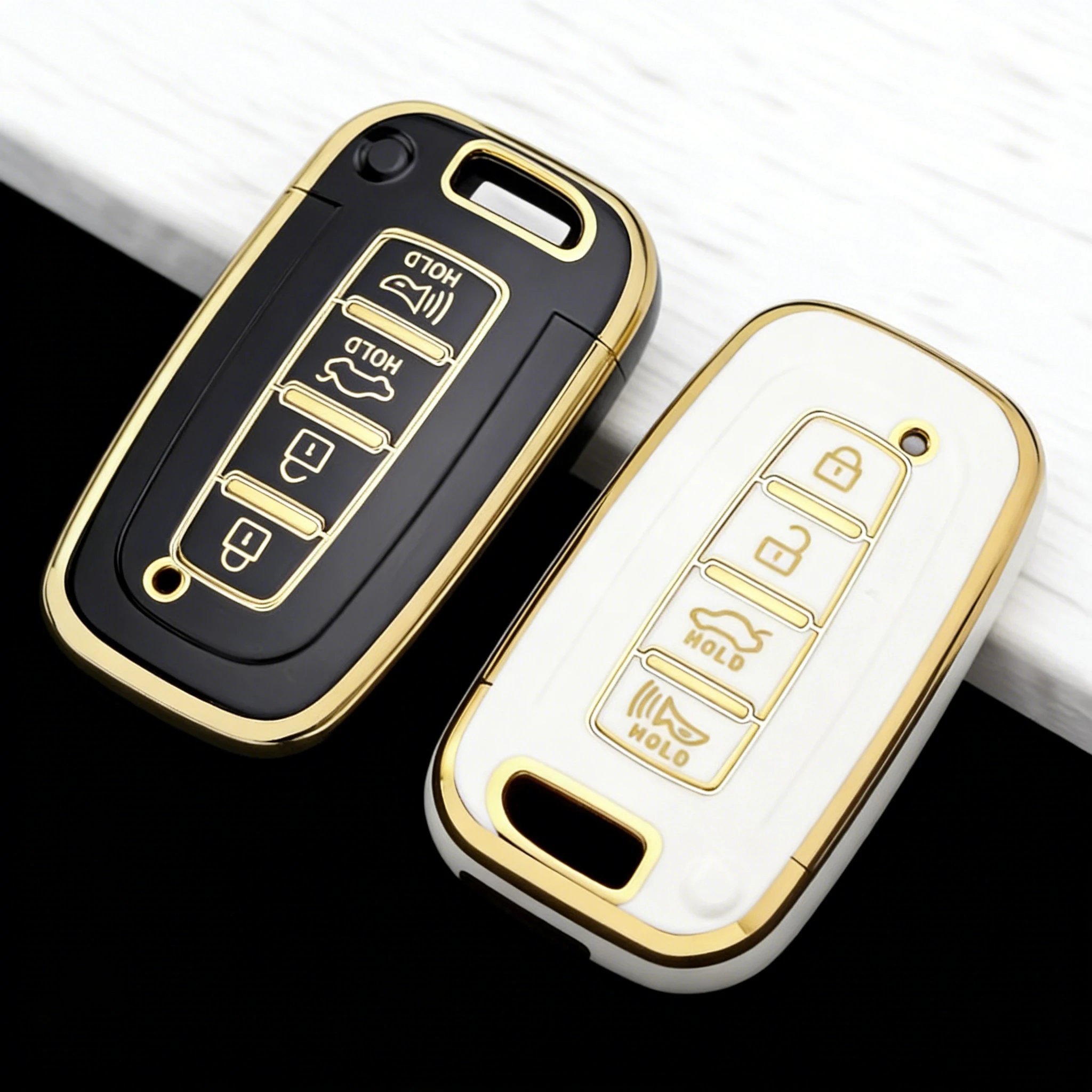 Funda Protectora para Llave de Coche de 4 Botones para Kia Sportage R Borreed Sorento K5 K7 Hyundai Tucson Azera IX35 Sonata, Funda de TPU Suave