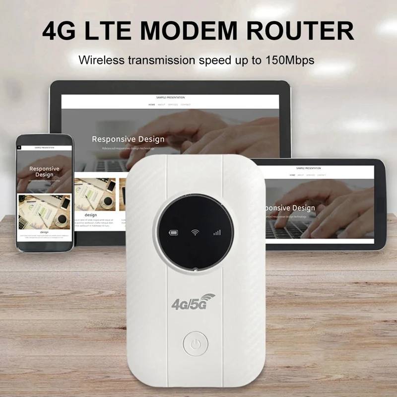 Image of Router Wifi mobile 4G LTE Modem Wifi 2100Mah 150Mbps Fino a 10 utenti con slot per scheda SIM Router wireless per i viaggi cod004