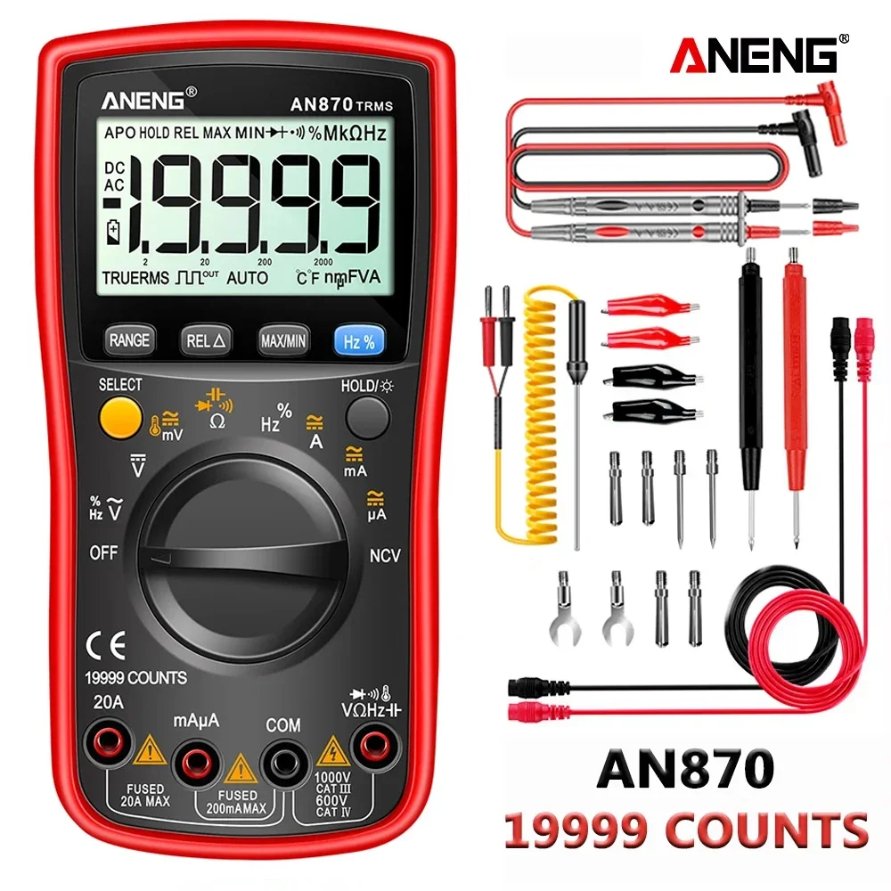 19999 Counts Digital Multimeter True Rms Multimeters AC/DC Current Meter  Voltimetro Profesional  Voltage Tester  ANENG AN870
