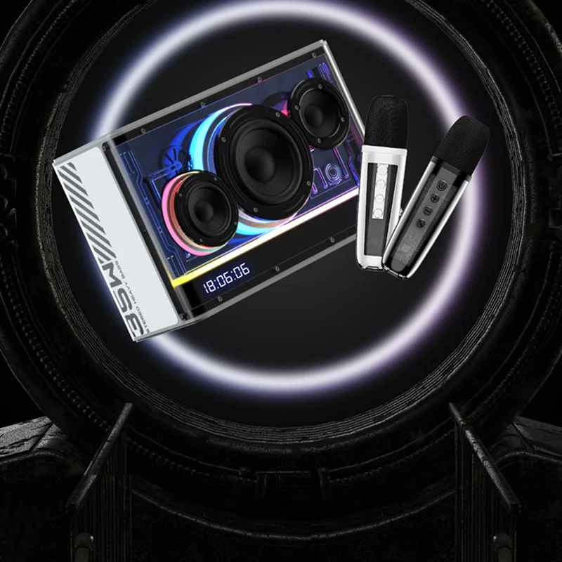 الراقية JK-06 سطح المكتب سمّاعات بلوتوث RGB الضوء البارد اللاسلكية عالية الجودة باس الصوت بطارية يده ميكروفون لاسلكي