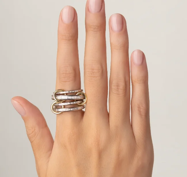Bling Geometry CZ Engagement Band Rings For Women Plain Micro Paved 5A CZ Mix Multi Pieces Stack Full Finger Fashion Jewelry