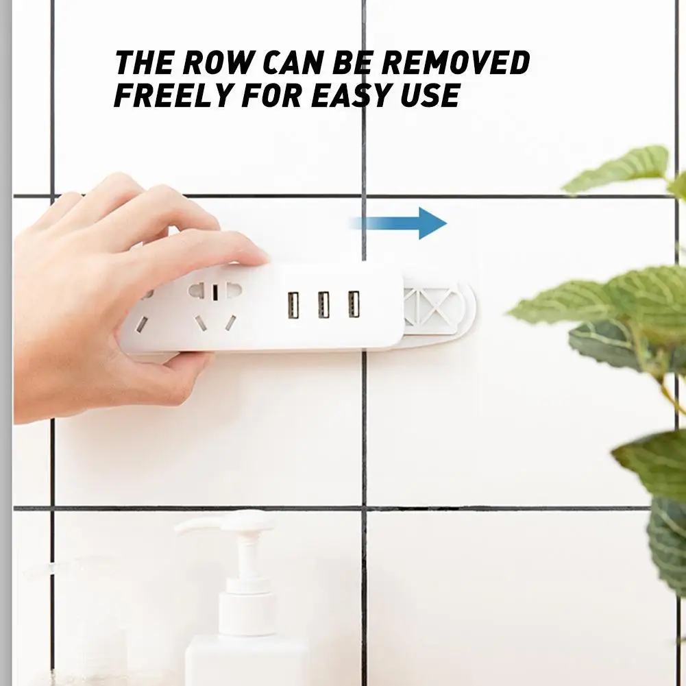 Wall-Mounted Plug Fixer Socket Sticker Punch-free Plug Strip Cable Fixer Wire Seamless Fixer Hold Organizer Self-Adhesive