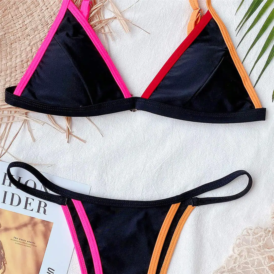 2026 Neon-Grüner Bikini Damen-Badeanzug Zweiteiliger Bikini-Set mit Hohem Beinausschnitt Tanga-Badeanzug Schwimmanzug V2445 – Detail 9