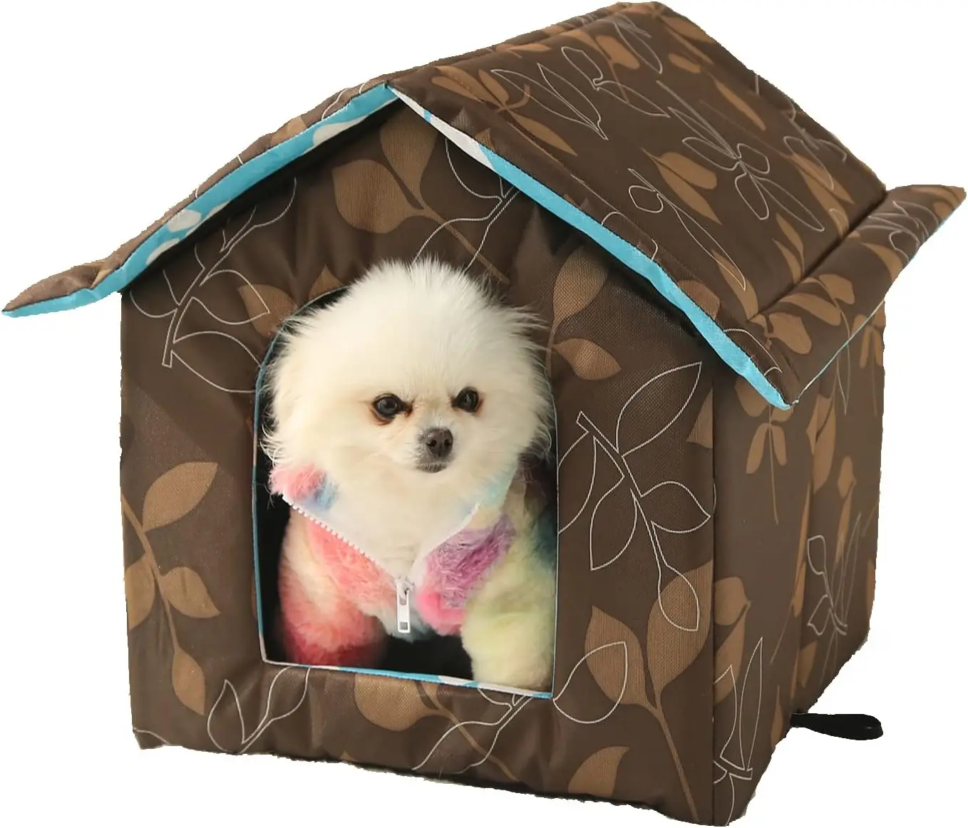 

Weatherproof Insulated Outdoor Cat House with Transparent Curtain, Warm Shelter for Stray Cats and Small Dogs