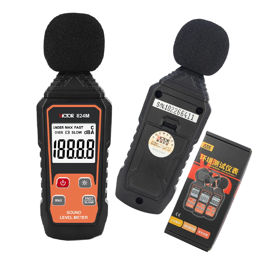 VICTOR 824M Sound Level Meter Noise Meter 30~130 DBA Meter Decibel Meter Sound Detector Digital Sonometer