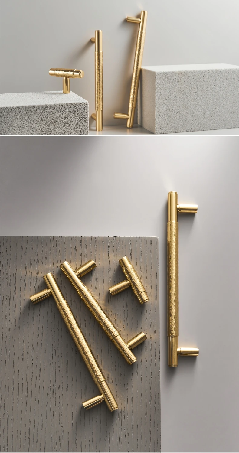 Dooroom Messing-Möbelgriffe mit gehämmter Textur, natürliche Kupferfarbe, Schrank-, Kleiderschrank-, Kommoden-, Schubladen- und Truhengriffe, Großhandel – Detail 5