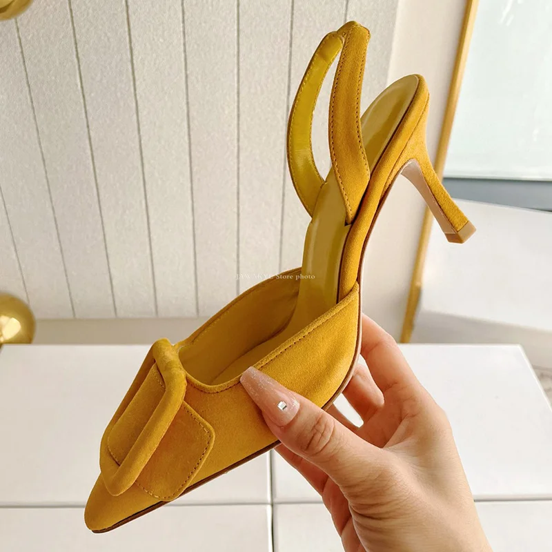 2024 Popular Designer High Heels Sandals Women Pointy Toe Velvet Wedding Party Shoes Woman Slingback Heeled Summer Sandals