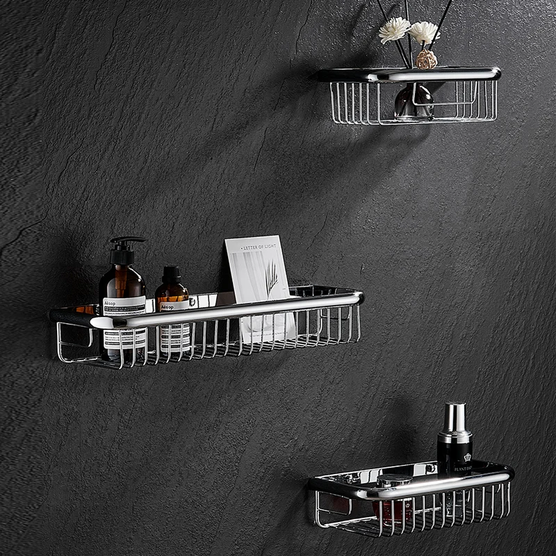 

A6T toilet rack all copper toilet net basket shower room bathroom washstand storage shelf wall hanging free