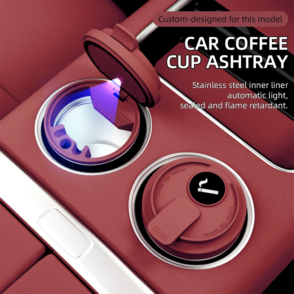 

Portable Car Ashtray With Lid Cigarette Ashtray Cup Storage Garbage Container LED Light Car Interior Auto Decor Accessories