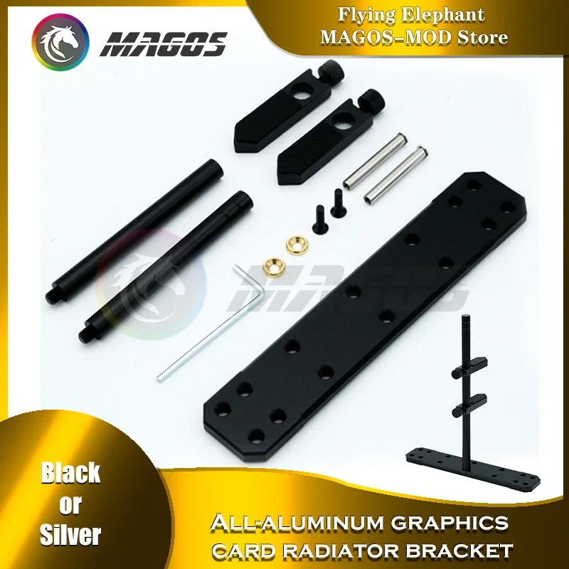 Aluminum Alloy Graphics Card Bracket, 12cm/14cm Fan Position Mounting for Universal Side Transparent Glass Panel Case