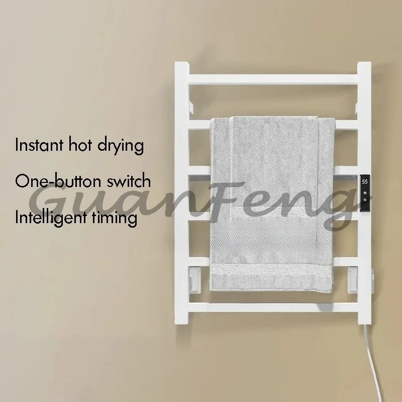 Electric Rack Stainless Steel Temperature&Time Control Smart Heated Rail Towel Warmer No hole-free110V/220V