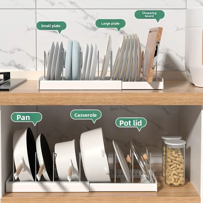 Teleskop-Topfregal, Küchenlagerregal, Schrank, integriertes Topfregal unter der Spüle, Topfregal, verstellbares Topflagerregal