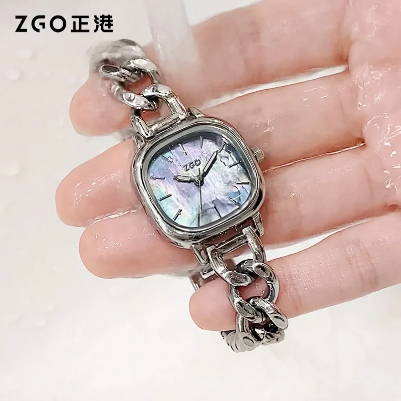 ZGO Watch for women Luxury Classy Pearl shell Sugar Cube Bracelet Watch 2127