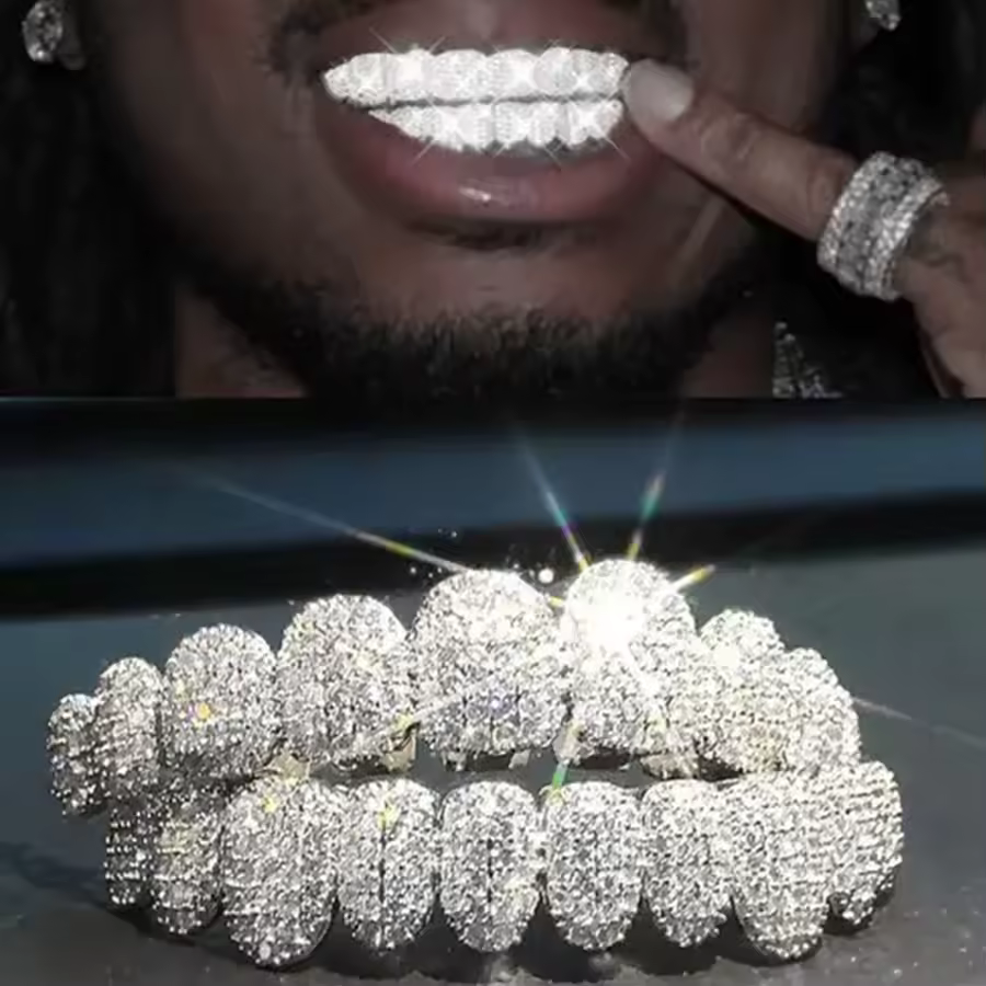 Big Shinning Bling Bling Iced Out Teeth Grillz Hip Hop Top & Bottom Grills Dental Mouth Punk Teeth Caps Cosplay Party TG134 - AliExpress 