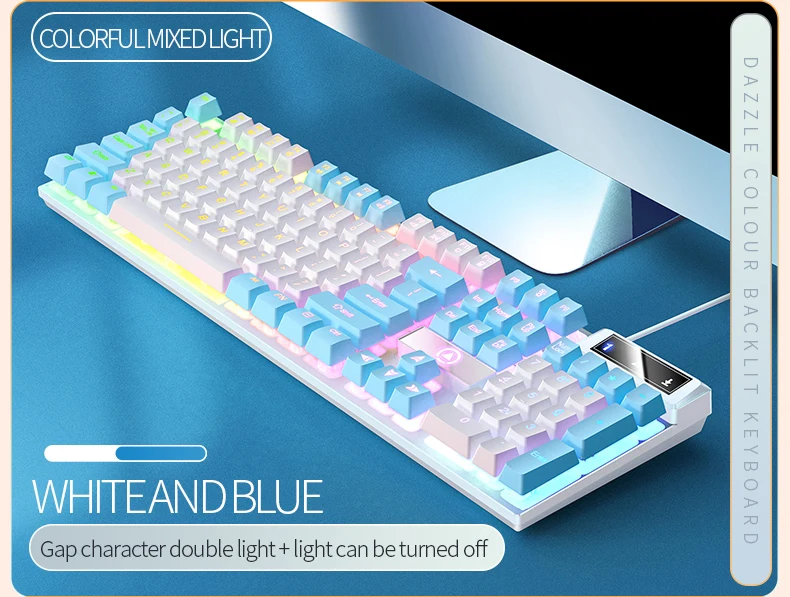 Gaming-Tastatur mit 104-Tasten, kabelgebundene Tastatur, farblich abgestimmt, Hintergrundbeleuchtung, mechanisches Gefühl, Computer-E-Sport-Peripheriegeräte für Desktop-Laptops – Detail 5