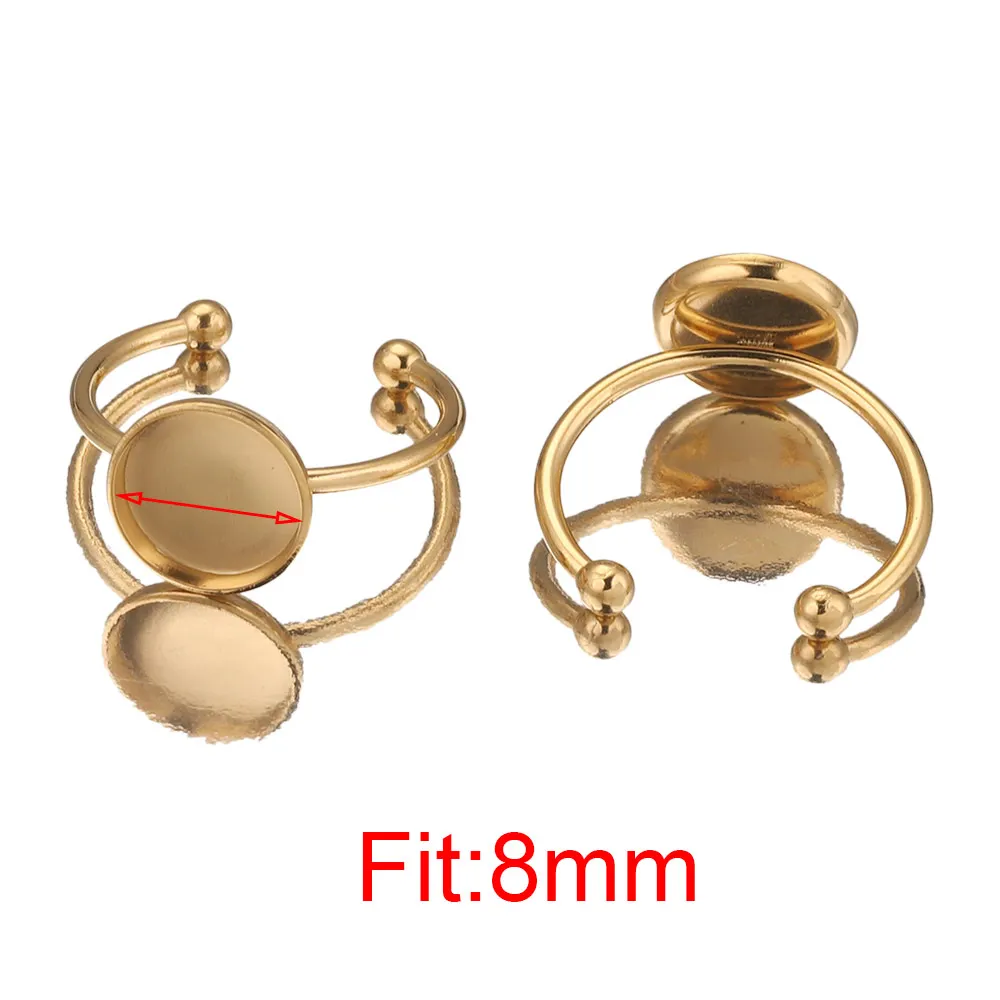 10 Stück verstellbare offene Ringfassungen aus Edelstahl, leere Basis, Lünette, Cabochons, Ringe für Schmuckmaterialien, DIY-Zubehör – Detail 11