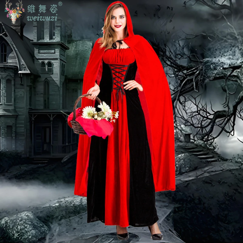 

Women Adult Little Red Riding Hood Costume Cape Dress Up Halloween Cosplay Wolf Granny Vampire Castle Queen Fairy Tale Princess