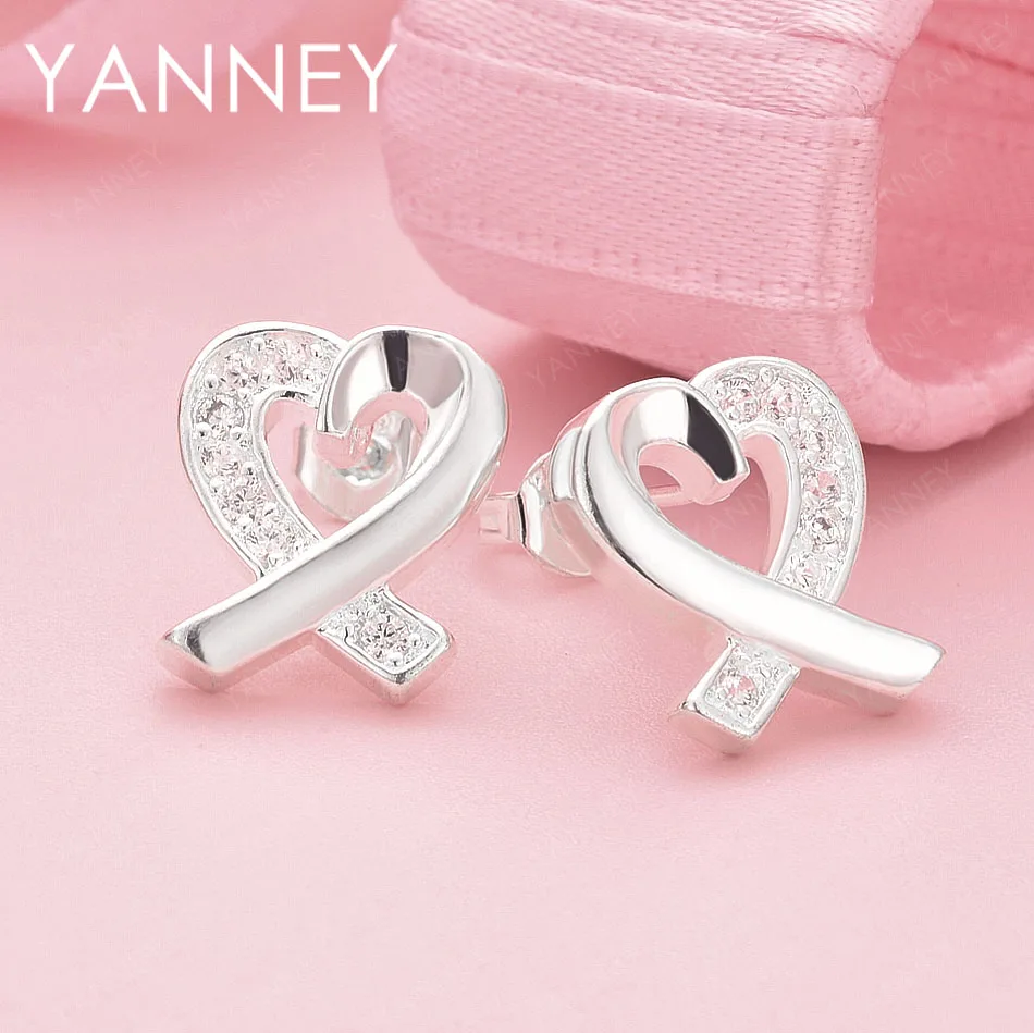

Charming 925 Sterling Silver Exquisite Heart-Shaped Zirconia Earrings for Women, Stylish Party and Wedding Accessories