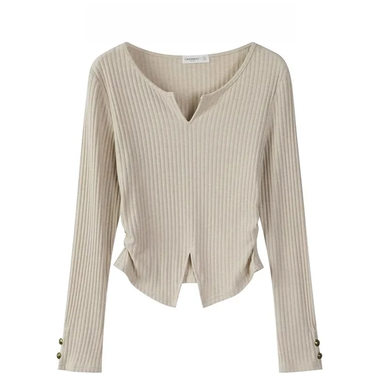 

Snow White Irregular ort Fit Women's Long Sve Sweater 2023 Autumn New Sle Slimming Top for Ladies