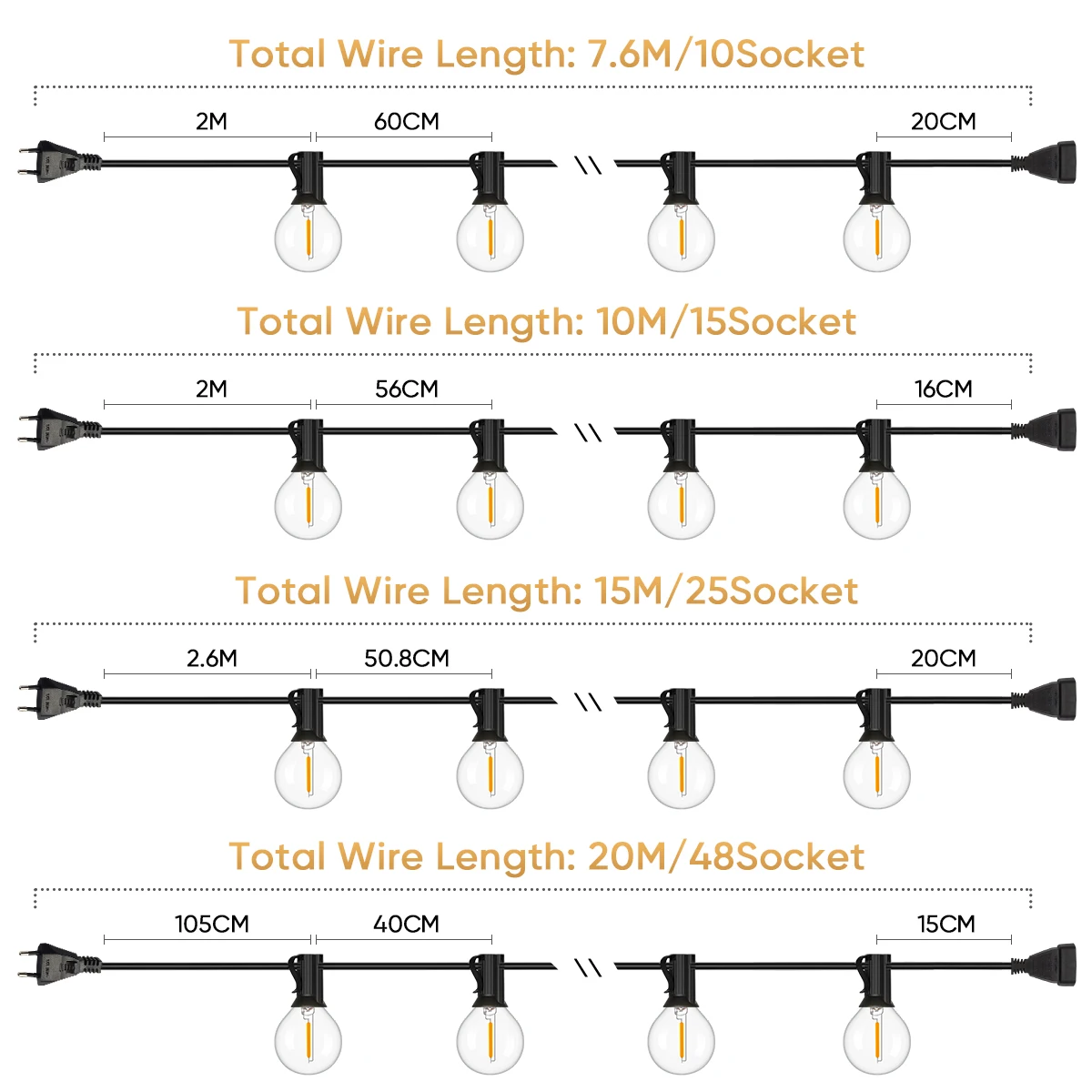 Imagem -06 - Impermeável Led String Light Jardim ao ar Livre Luzes Shatterproof Garland Decoração de Natal Jardim E12 220v 110v G40