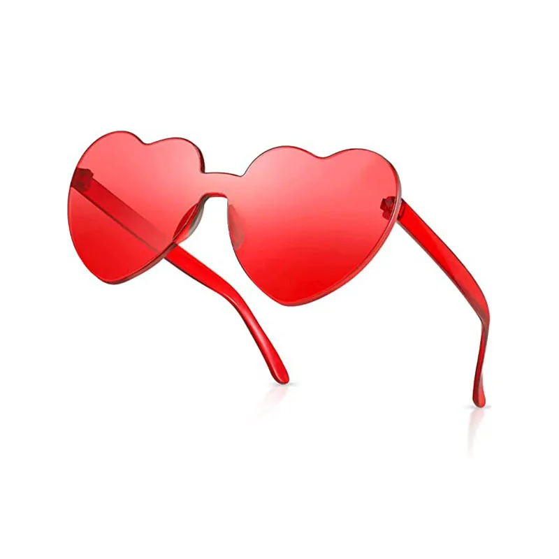 Candy Heart Sunglasses European and American Heart Frameless PC Conjoined Ocean Film Sunglasses Outdoor Cycling Leisure Glasses