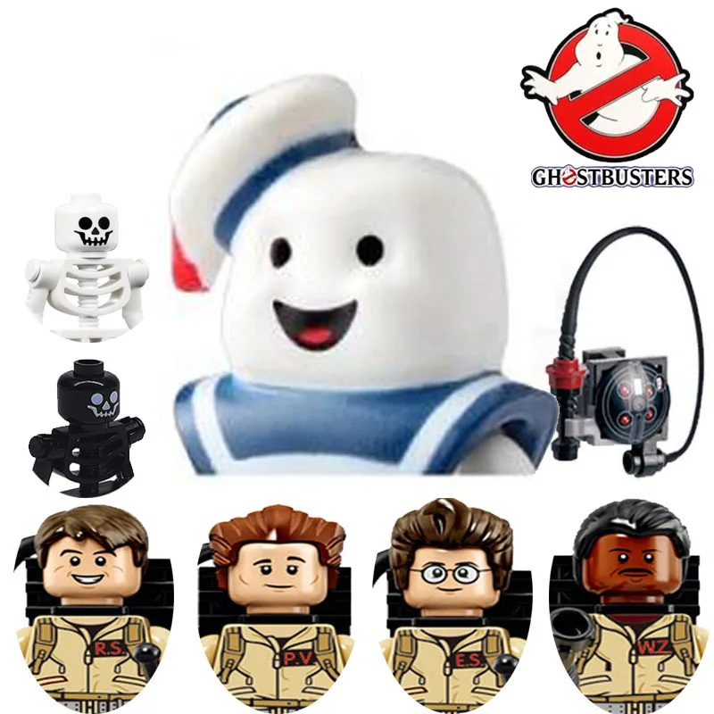 Juego de 4 Piezas de Bloques de Construcción de los Cazafantasmas: Egon Spengler, Peter Winston, Zeddemore y Stay Puft, Juguetes Educativos para Niños
